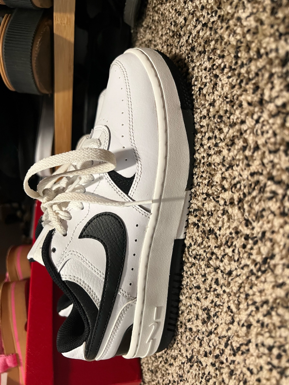 Nike Women's White Sneakers with Black Swoosh